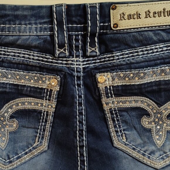 Rock Revival sz 26 "Sherry" Crystal Rhinestone Style E8439MB8R Embellished Jeans - Picture 1 of 11